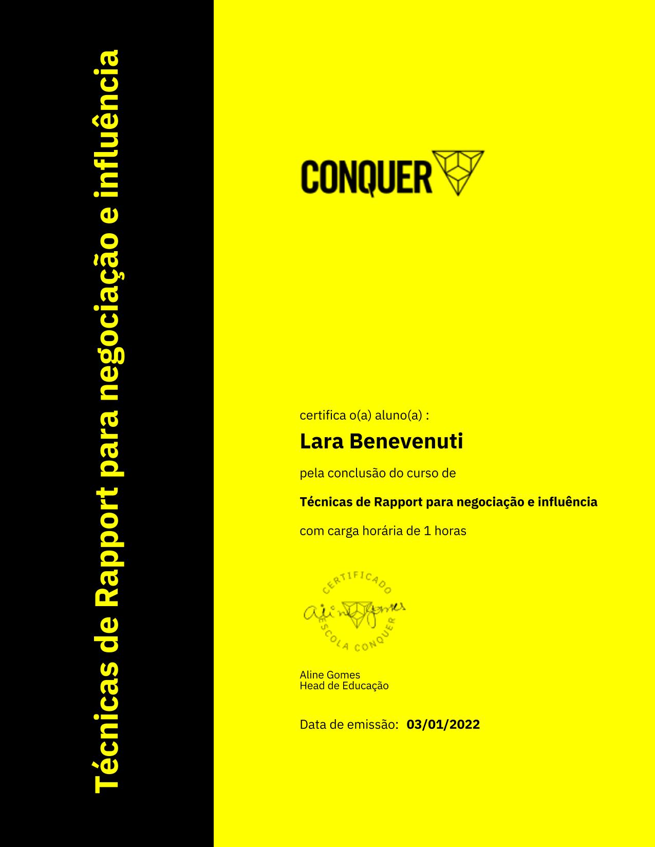 Certificado de Técnicas de Rapport para negociação e influência